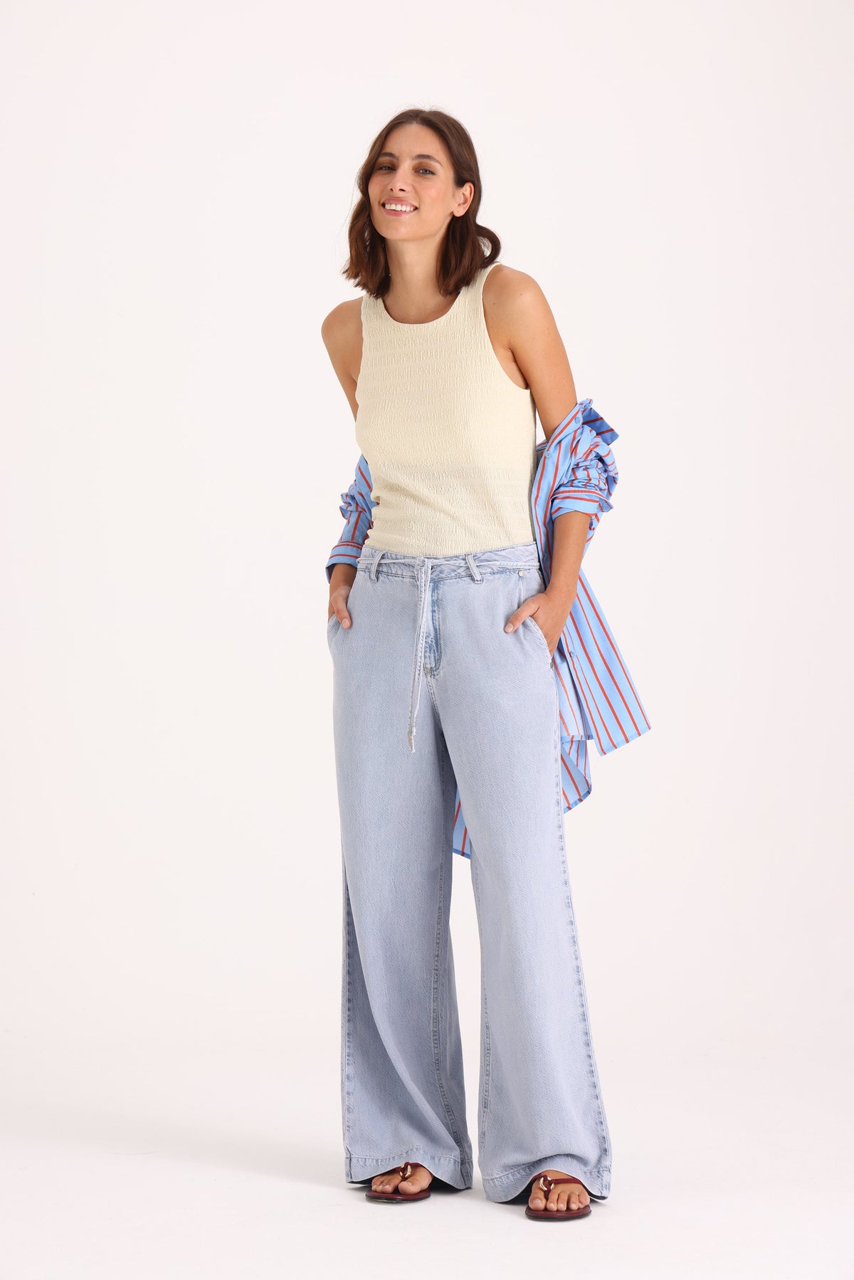 Y005 WIDE LEG T.ALTO BLEACH ROSADO