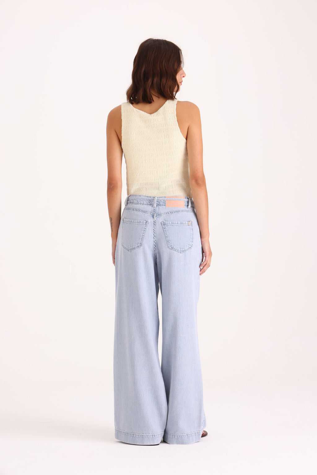 Y005 WIDE LEG T.ALTO BLEACH ROSADO