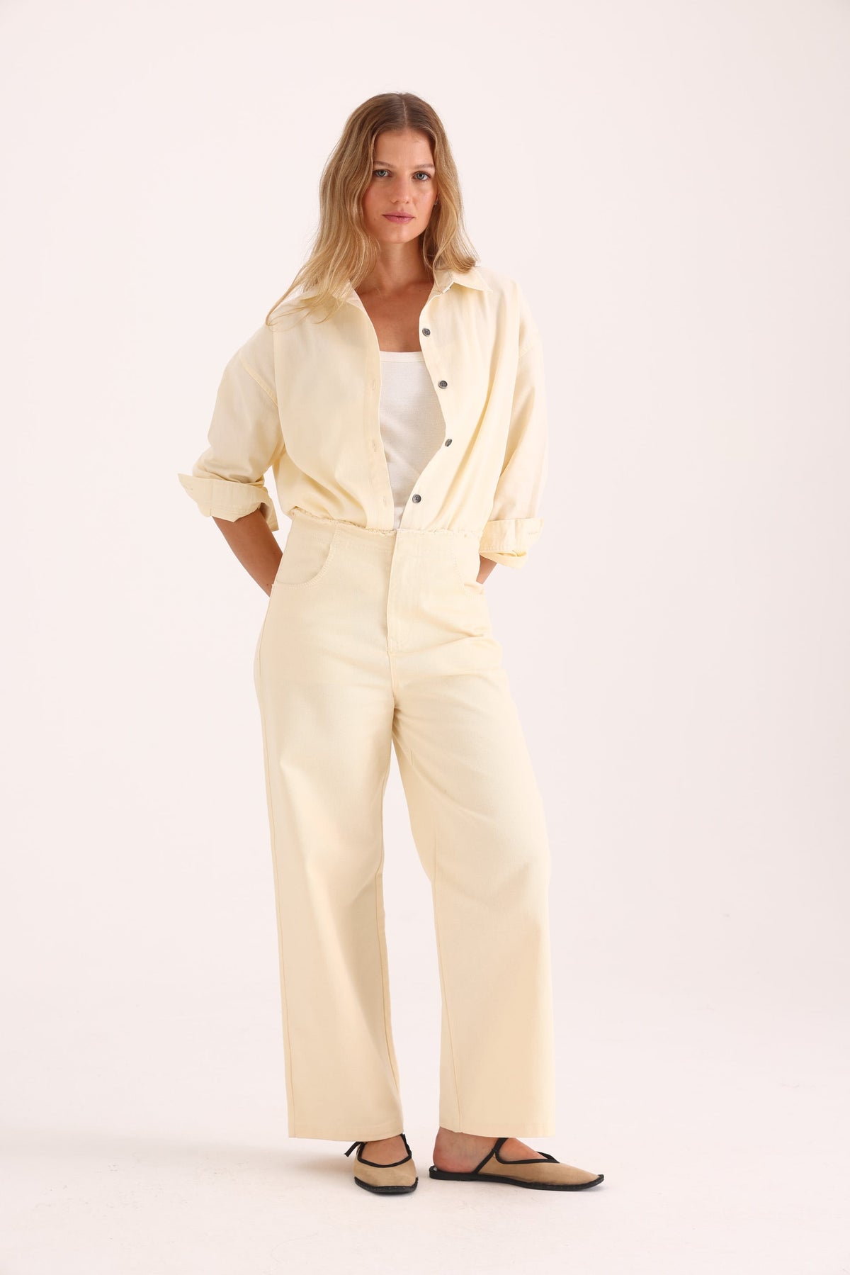 Y005 WIDE LEG T.MEDIO BORDADO DURAZNO
