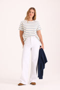 Y005 JEAN WIDE LEG T.ALTO WHITE