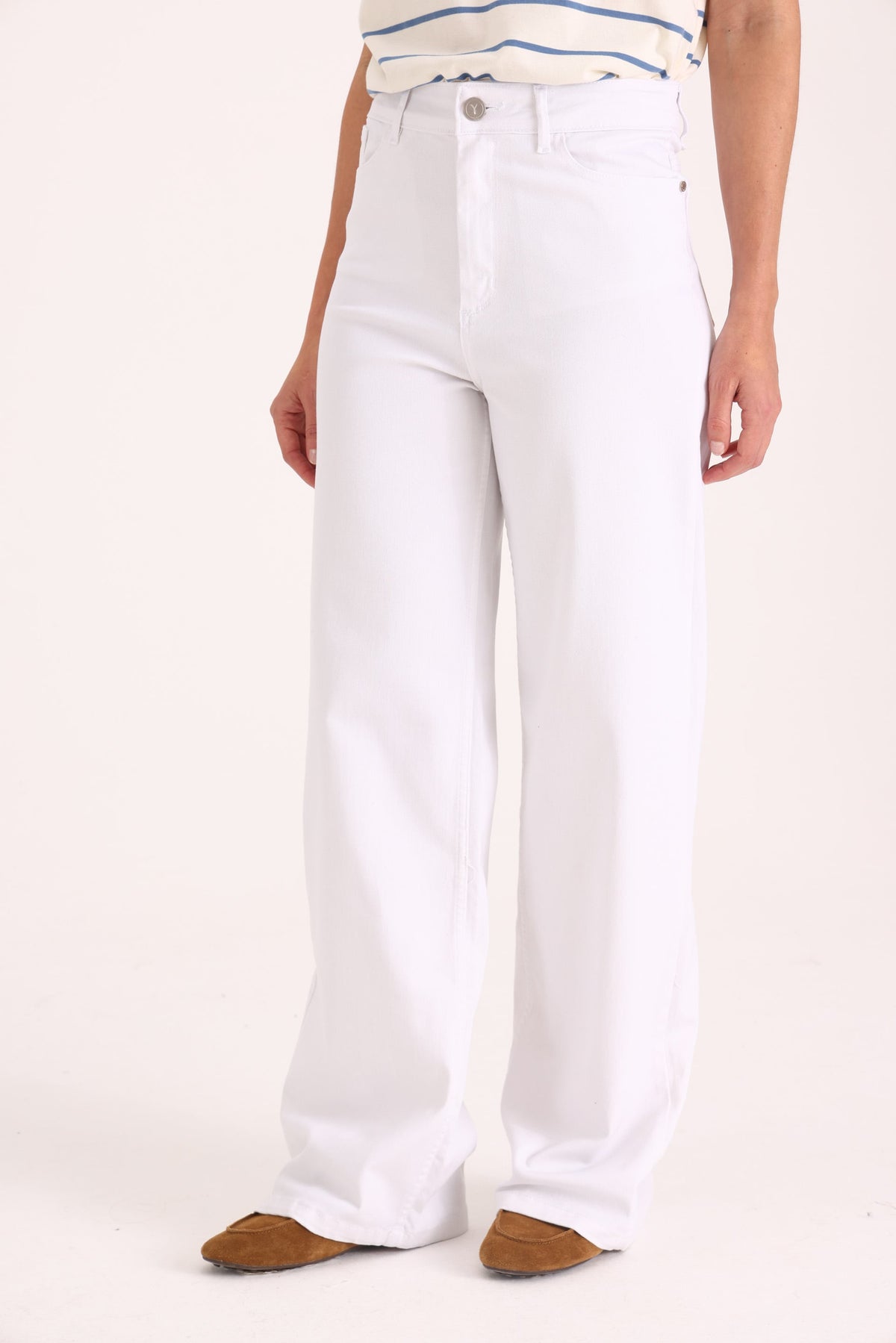 Y005 JEAN WIDE LEG T.ALTO WHITE