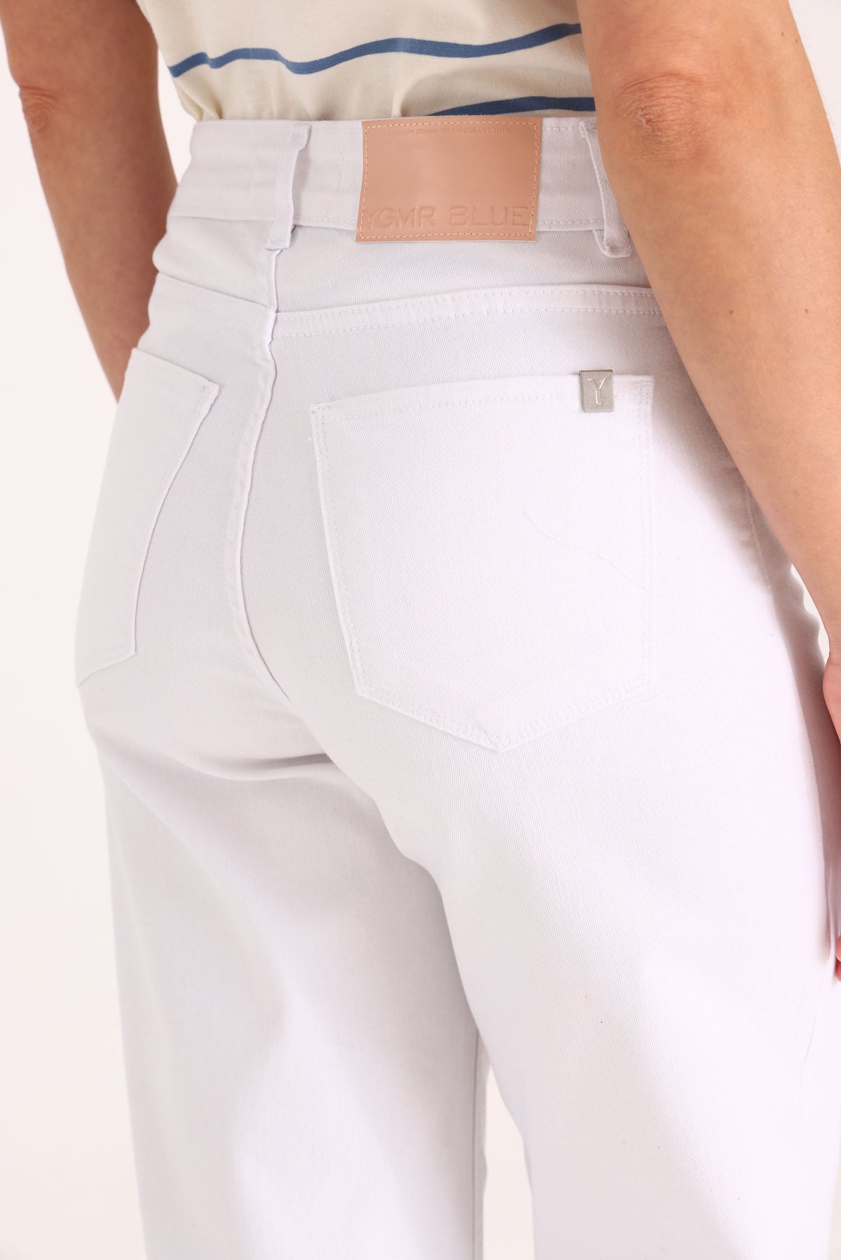 Y005 JEAN WIDE LEG T.ALTO WHITE